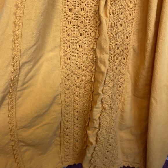 Bohemian Mustard Yellow Midi Embroidered Short Sleeve Dress Size XS - Picture 7 of 16